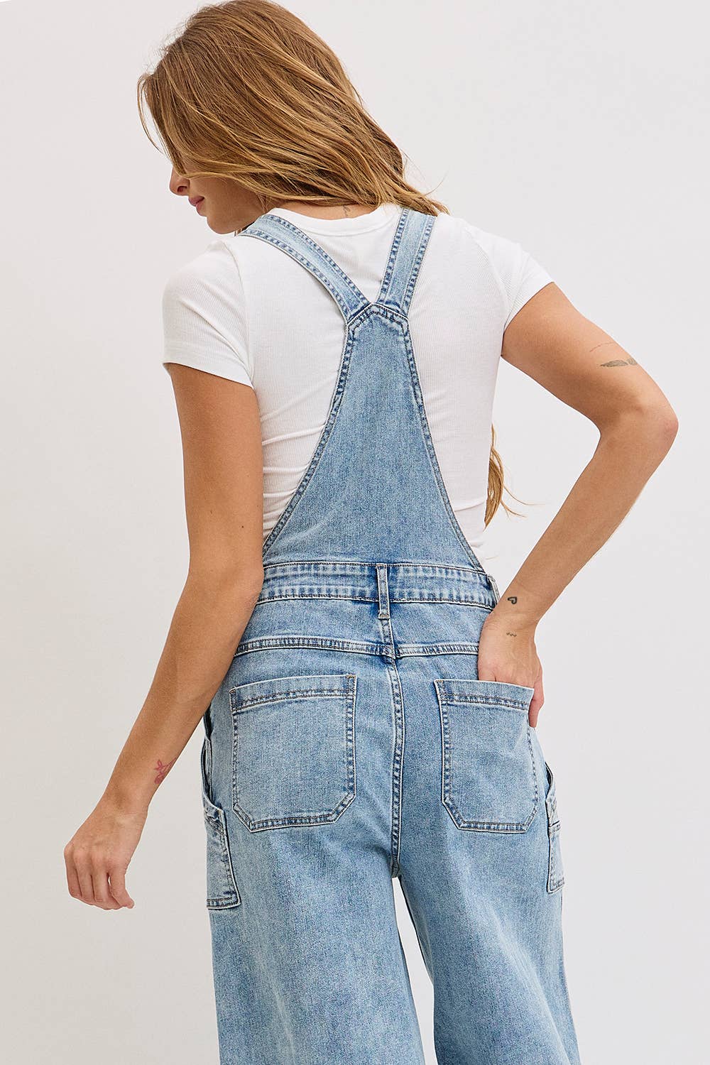 WIDE-LEG DENIM OVERALLS