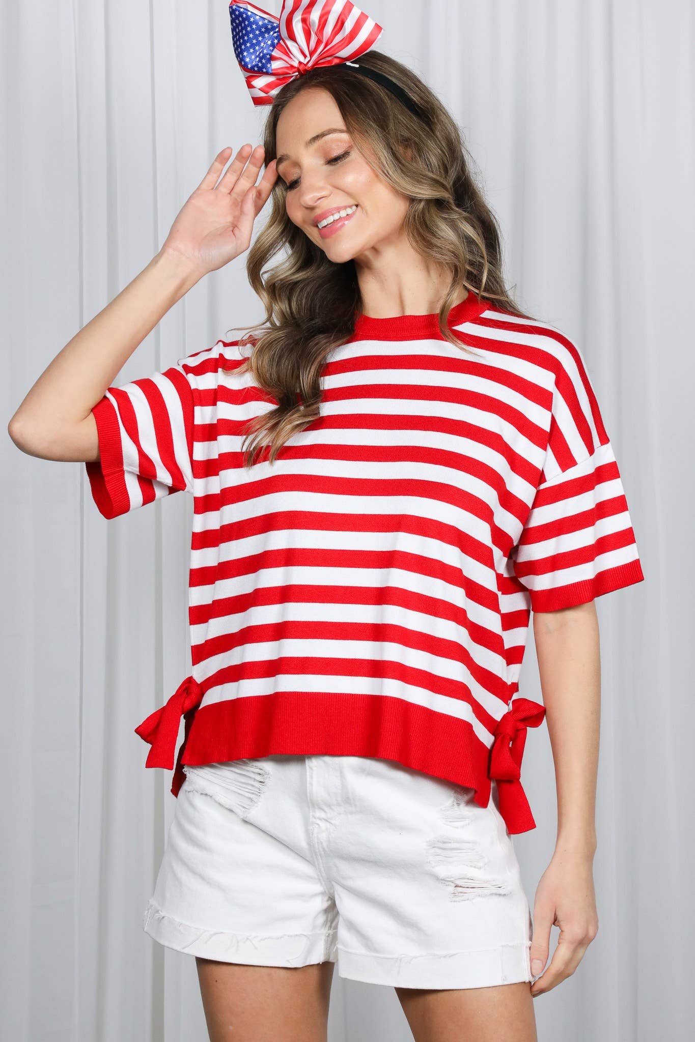 Striped Side Bow Sweater