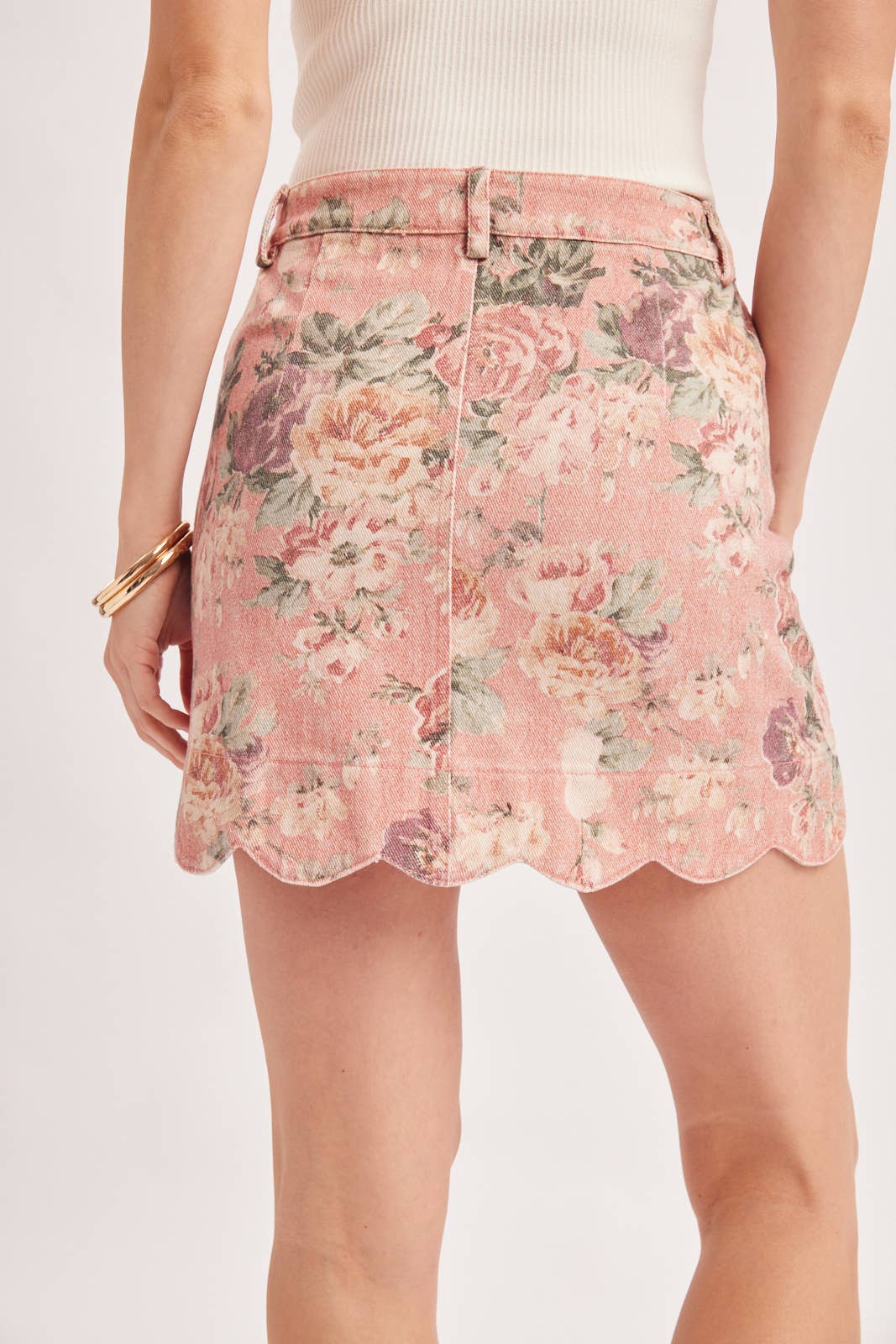 VINTAGE FLORAL SCALLOPED SKIRT