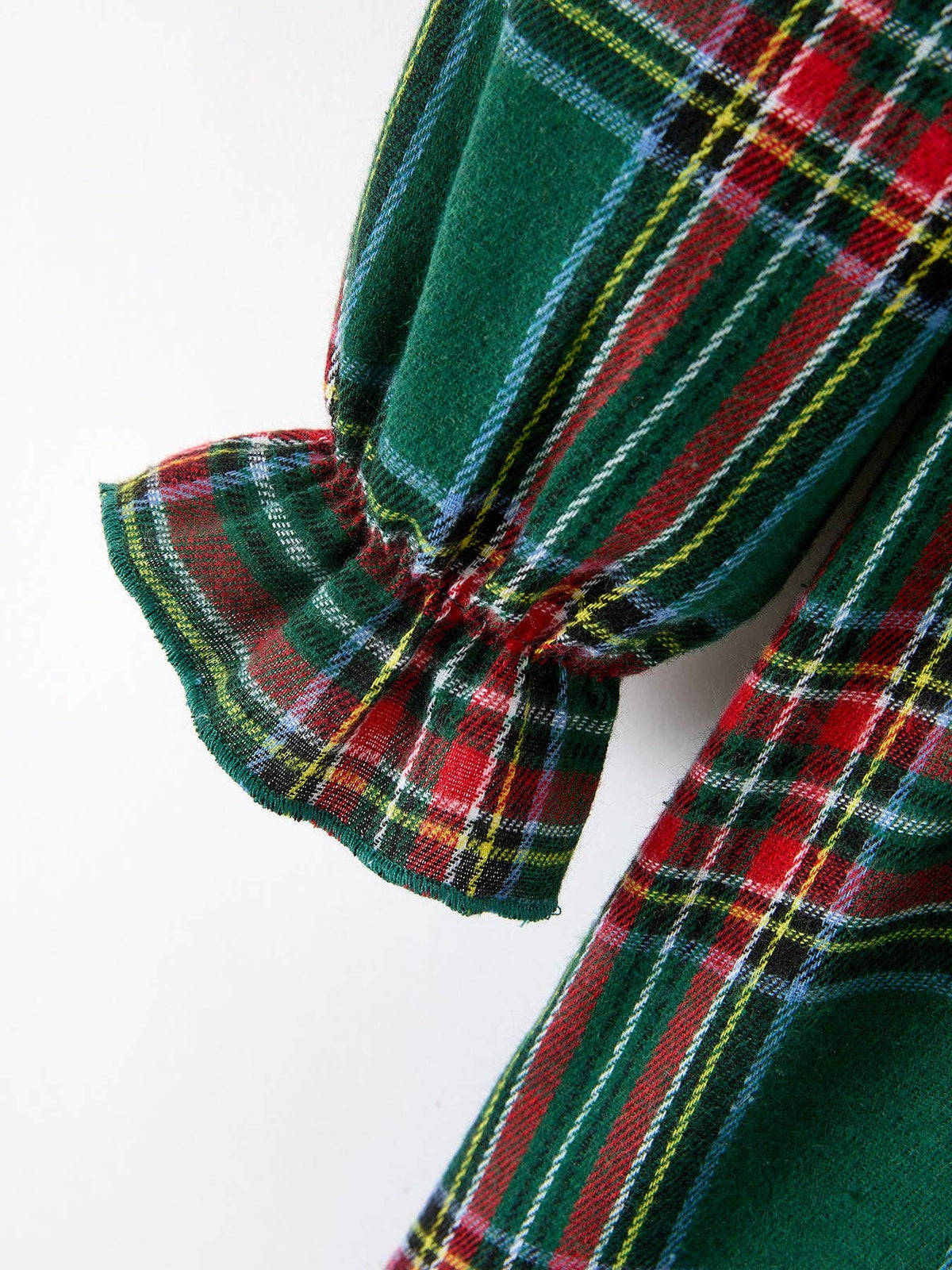 Girls Christmas Green Plaid Dress