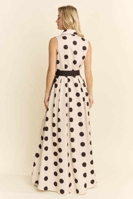 POLKA DOT BELTED DRESS