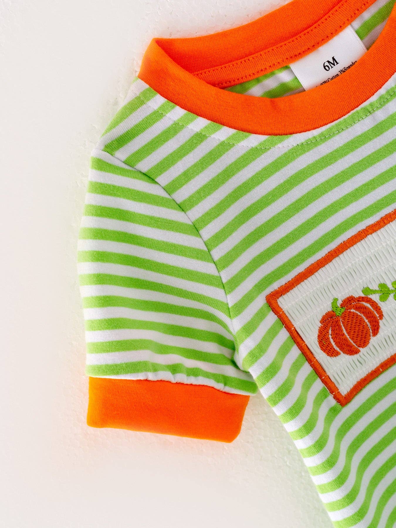 Pumpkin Smocked Striped Romper