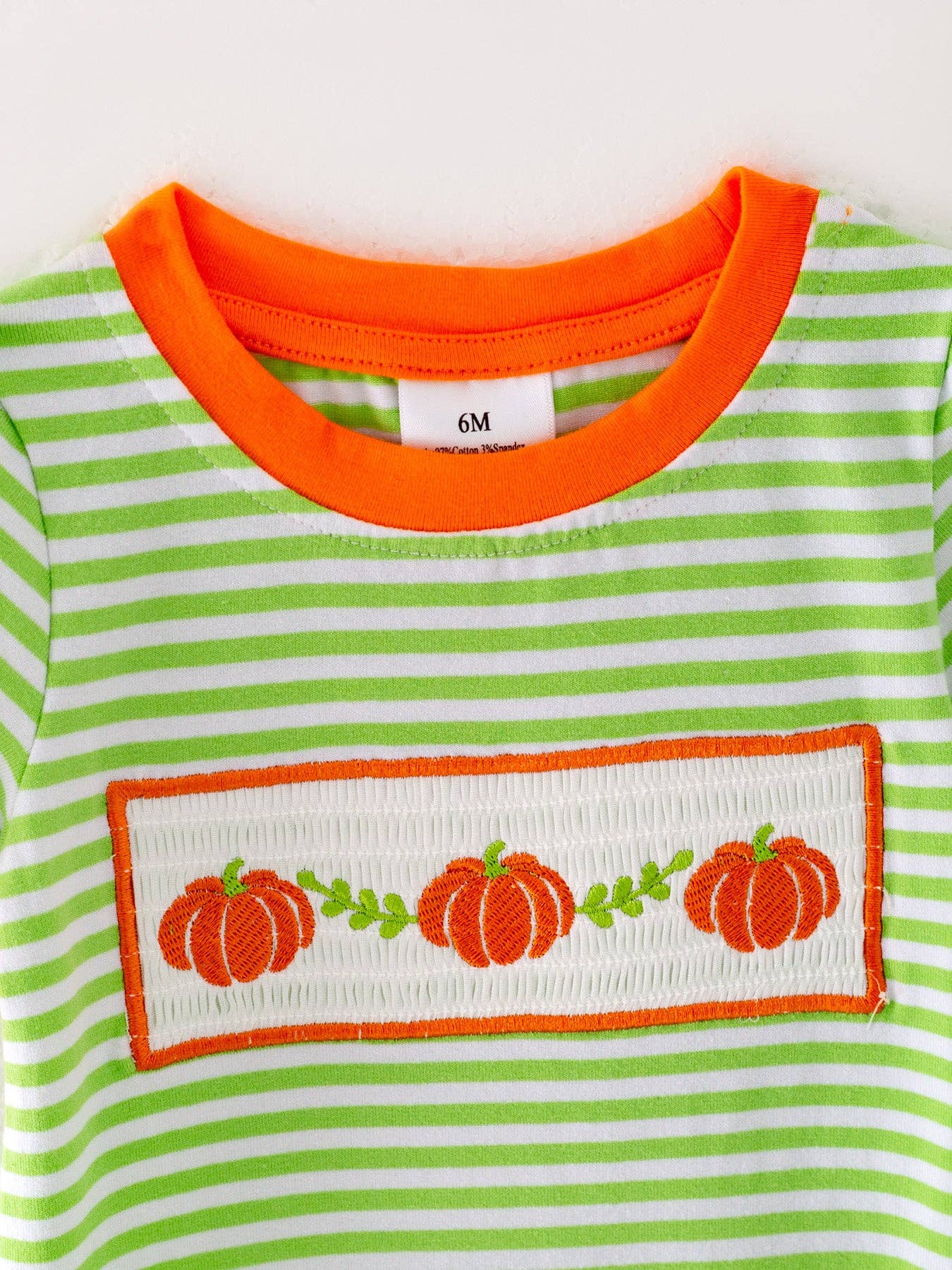 Pumpkin Smocked Striped Romper