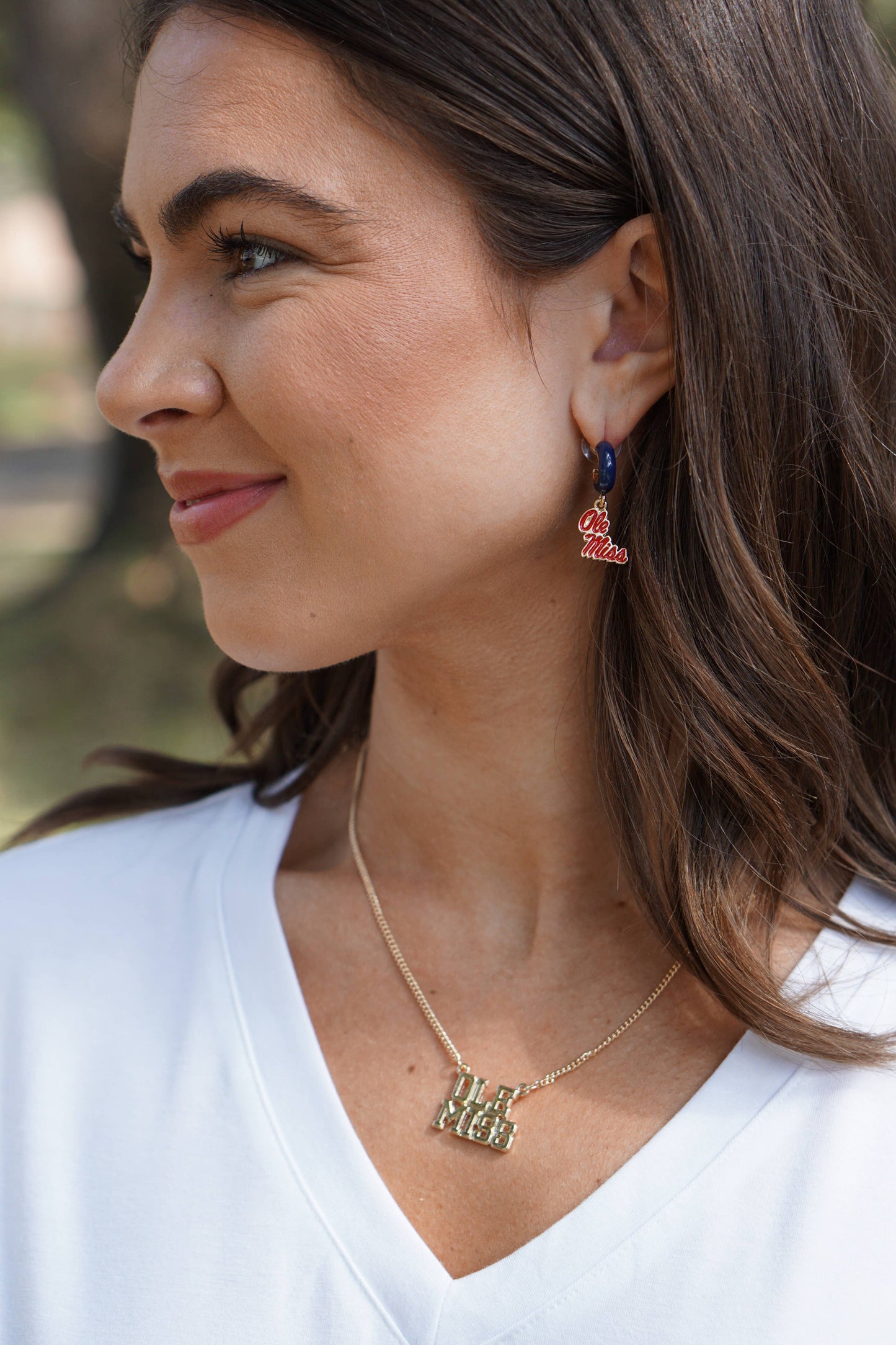 Ole Miss Logo Huggie Earrings