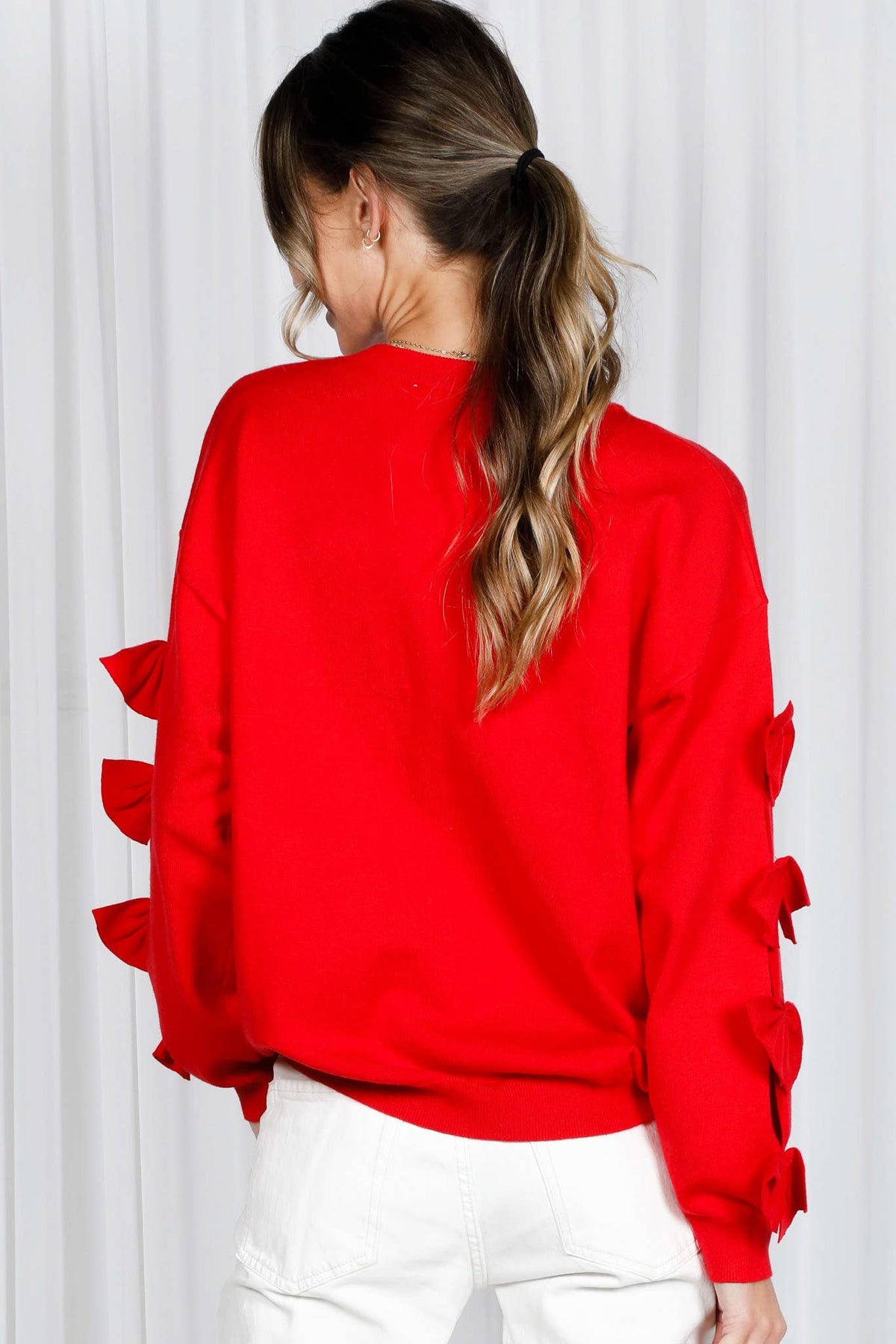 Orange Bow Sleeve Sweater