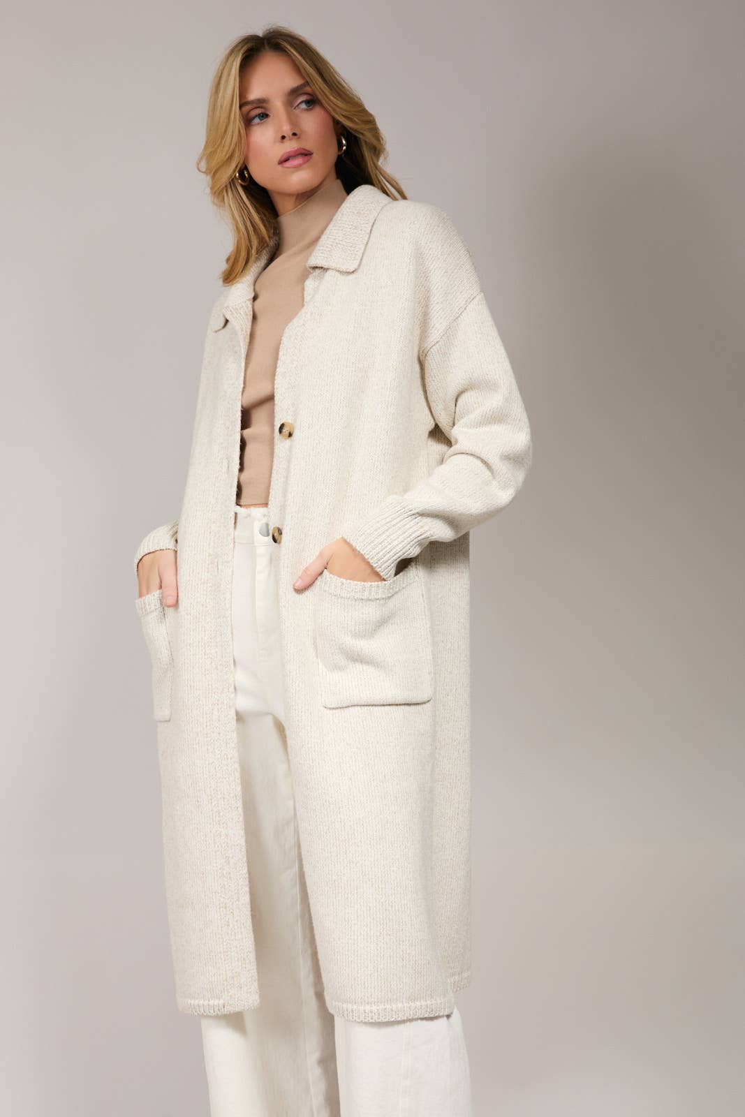 COLLARED MAXI SWEATER CARDIGAN