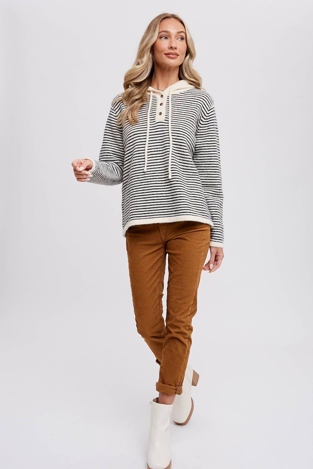 HENLEY SWEATER WITH HOODIE