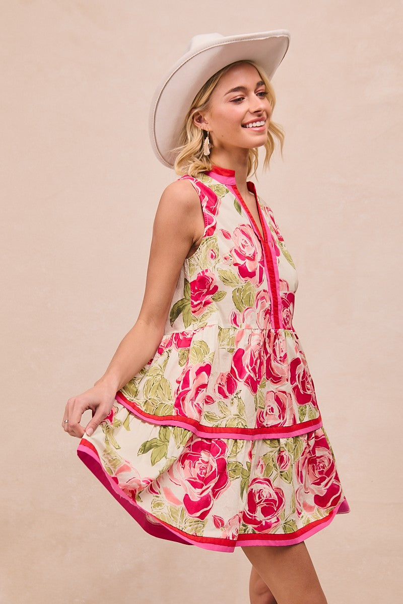 Floral V Neck Dress