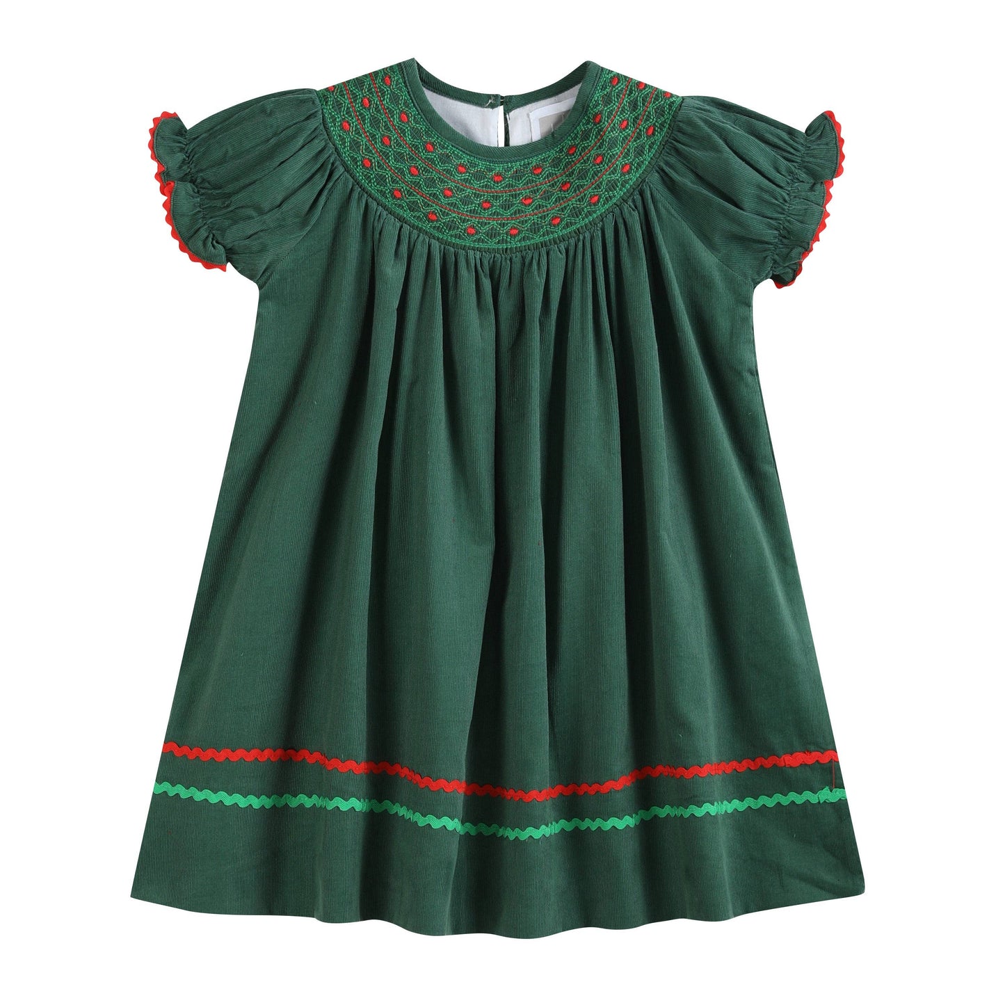 Green Corduroy Smocked Dress