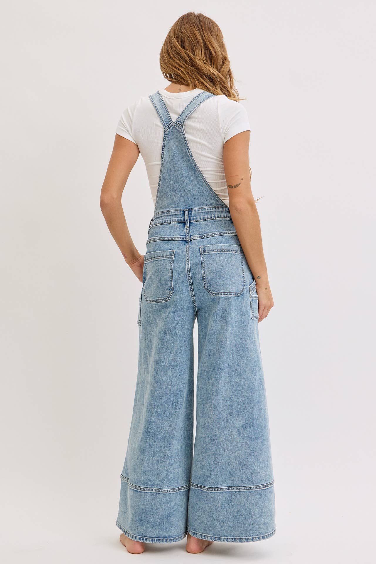 WIDE-LEG DENIM OVERALLS