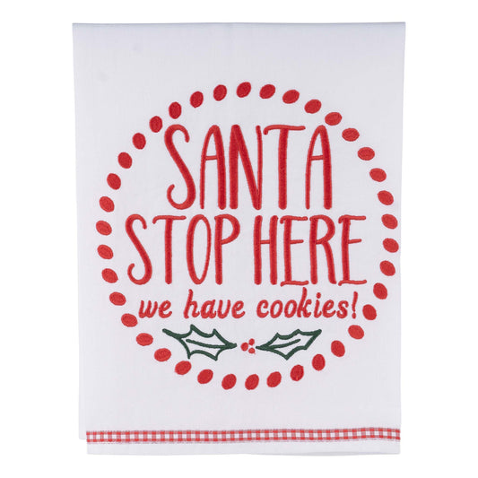 Santa Stop Here Tea Towel