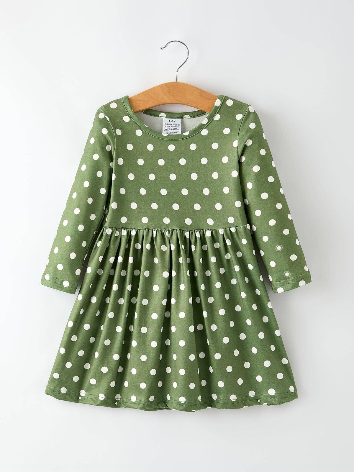 Green Dots Long Sleeve Dress