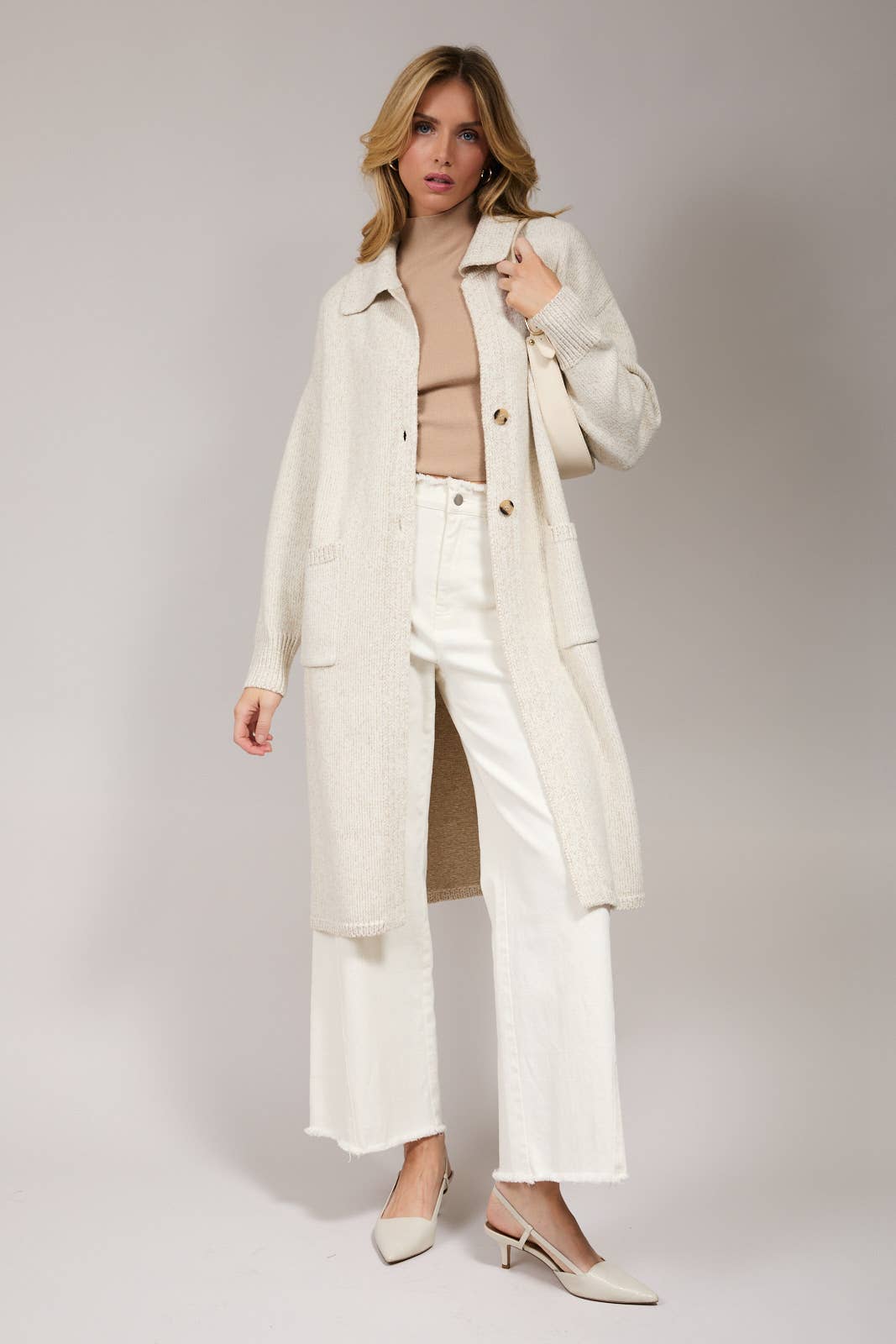 COLLARED MAXI SWEATER CARDIGAN