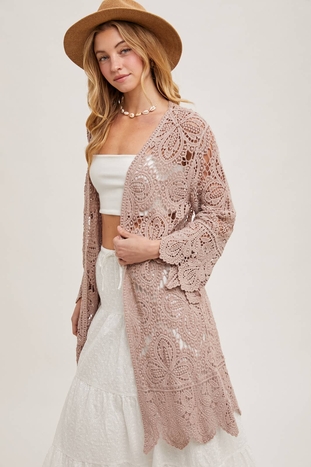 CROCHET BELL SLEEVED CARDIGAN