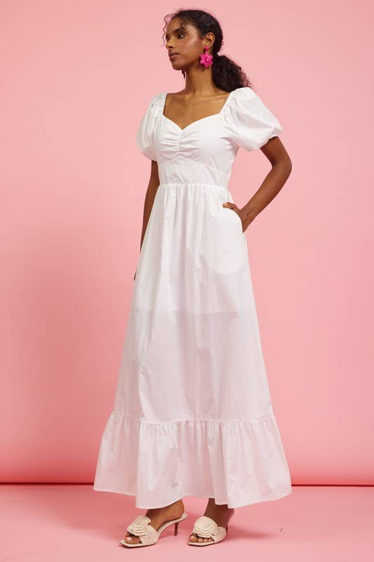 Bubble Sleeve Poplin Dress