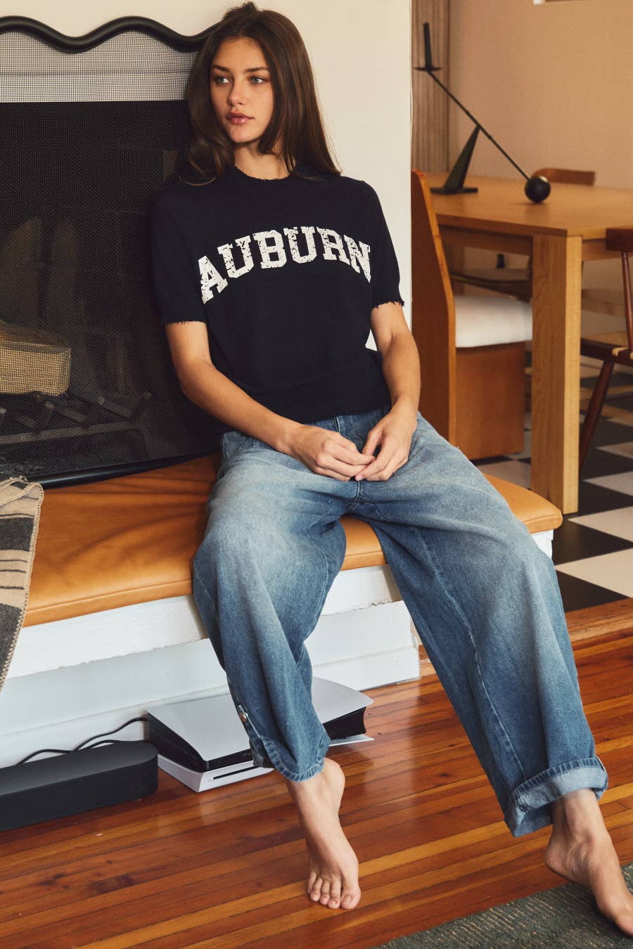 Short-sleeve Auburn Knit Top