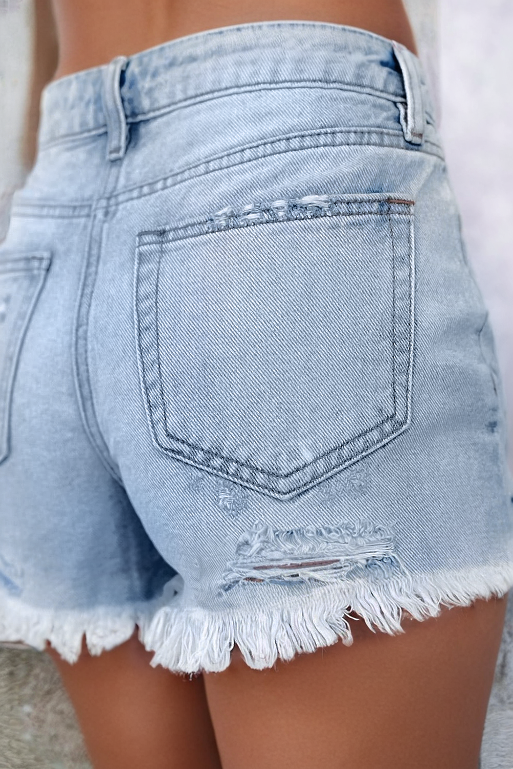 LDC Wash Raw Hem Frayed Straight Leg Denim Shorts