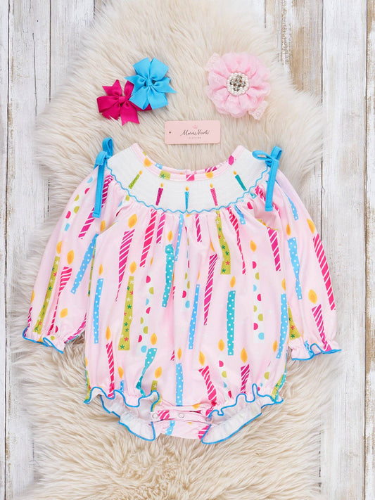 Candle Smocked Ruffle Bubble