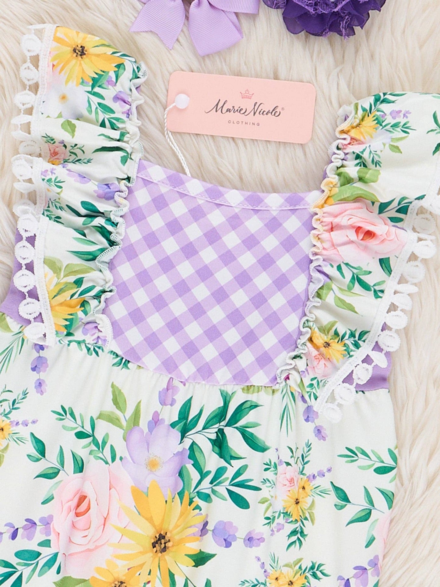 Floral Gingham Ruffle Romper