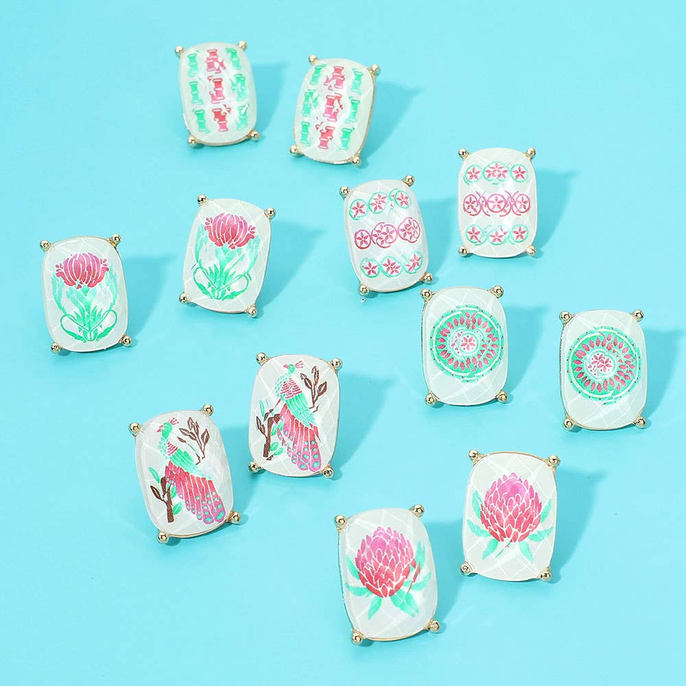 Mahjong Stud Earrings