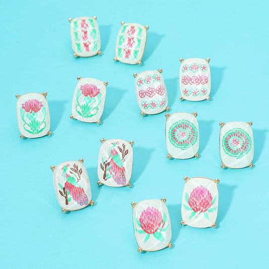 Mahjong Stud Earrings