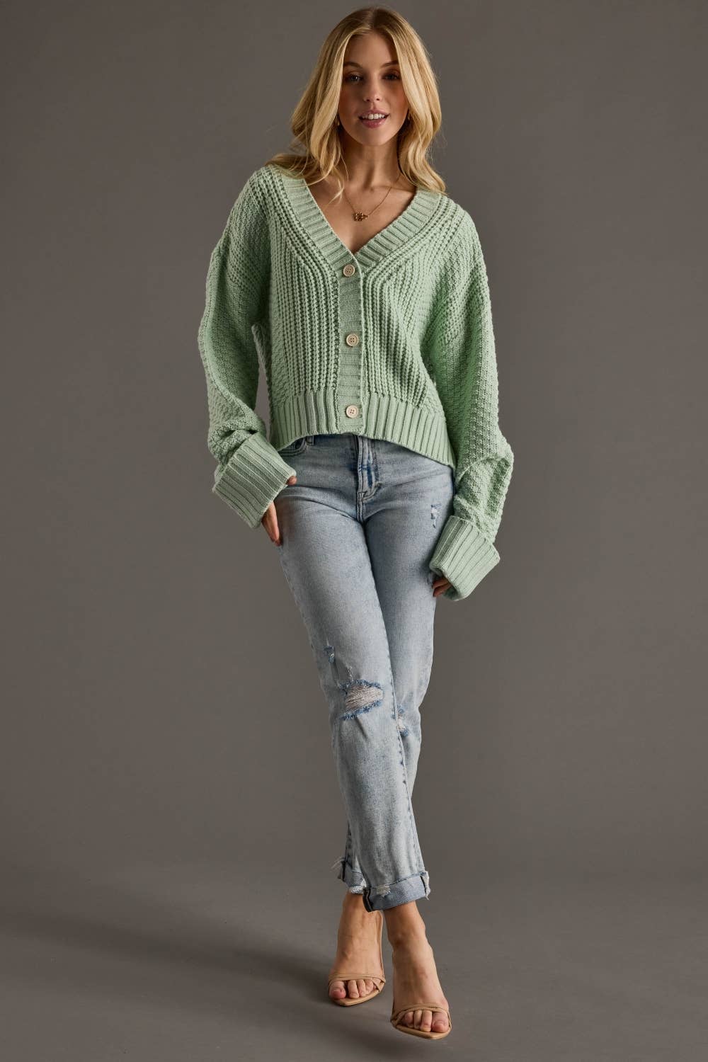 Mint Button Up Cardigan