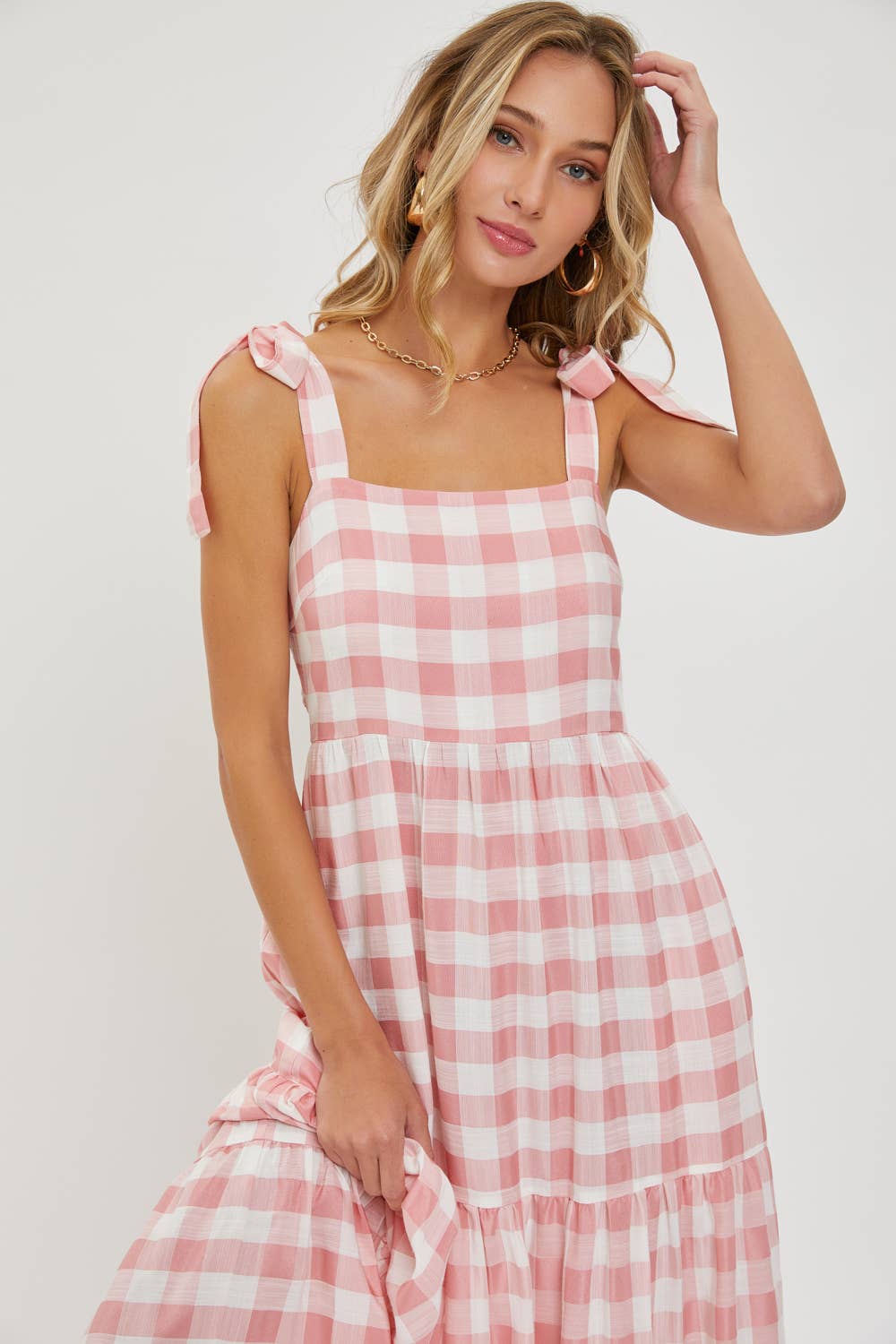 Gingham Tiered Maxi Dress