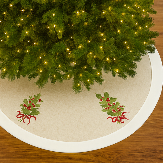 Embroidered Holly Tree Skirt