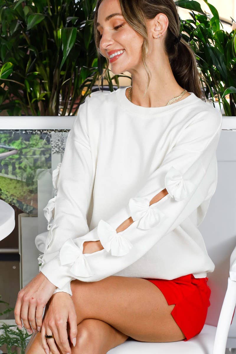 Orange Bow Sleeve Sweater