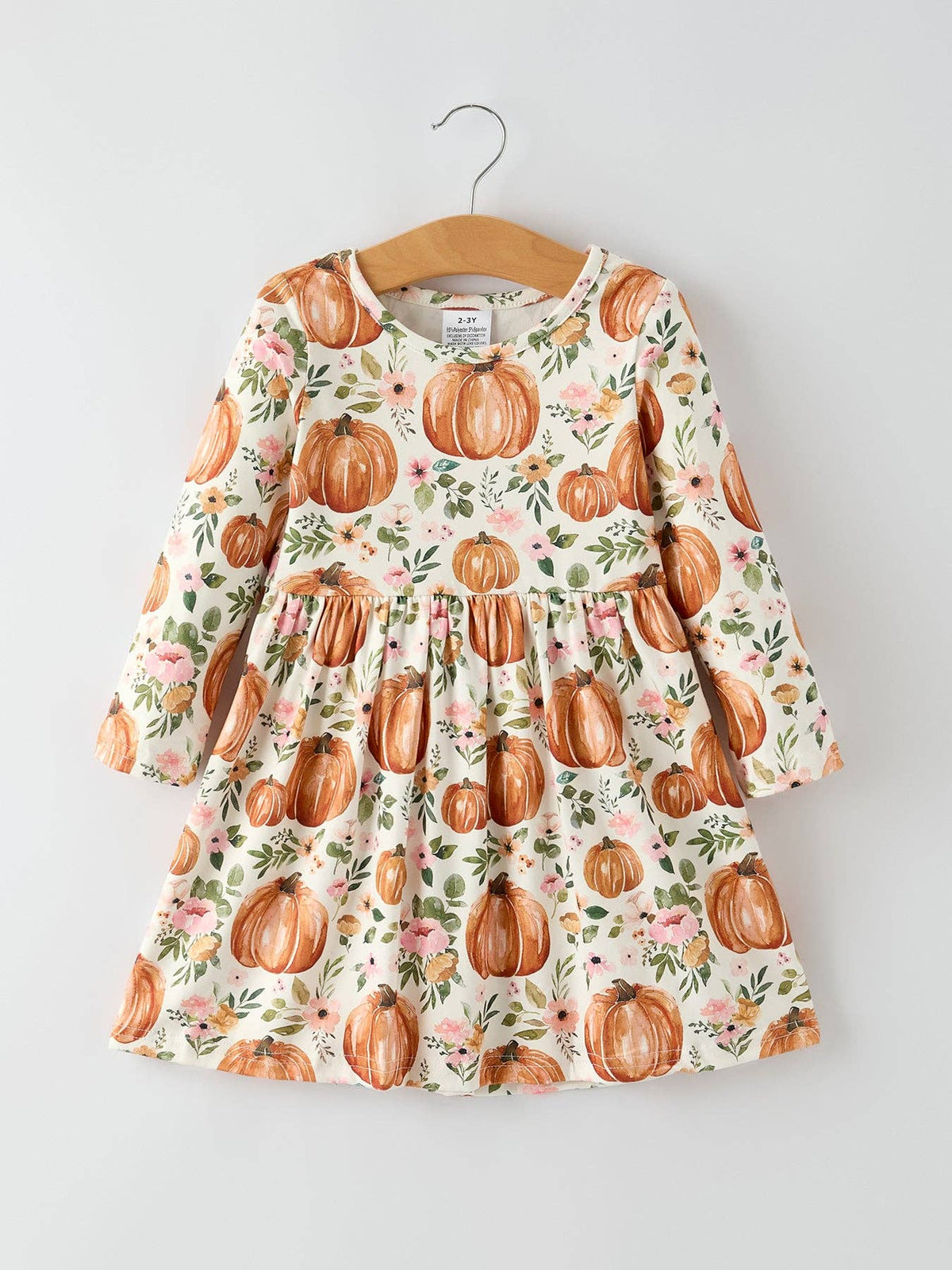 Pumpkin Floral Long Sleeve Dress