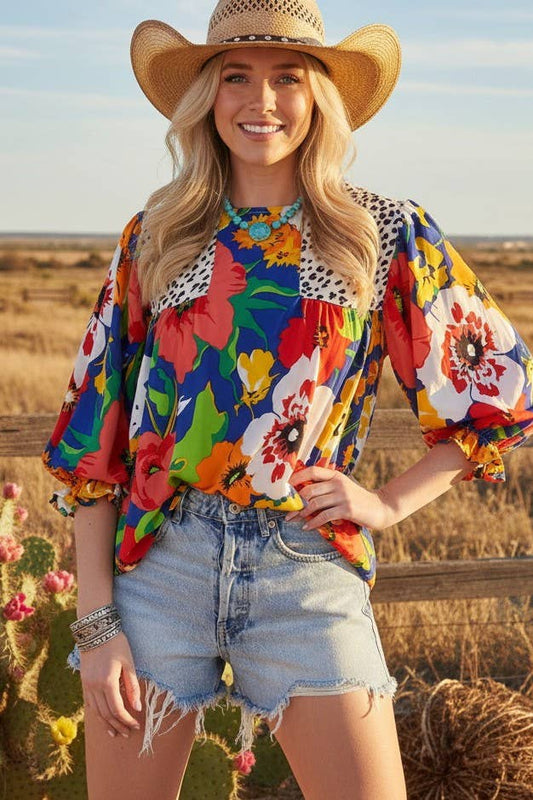 Floral/Animal Print Top