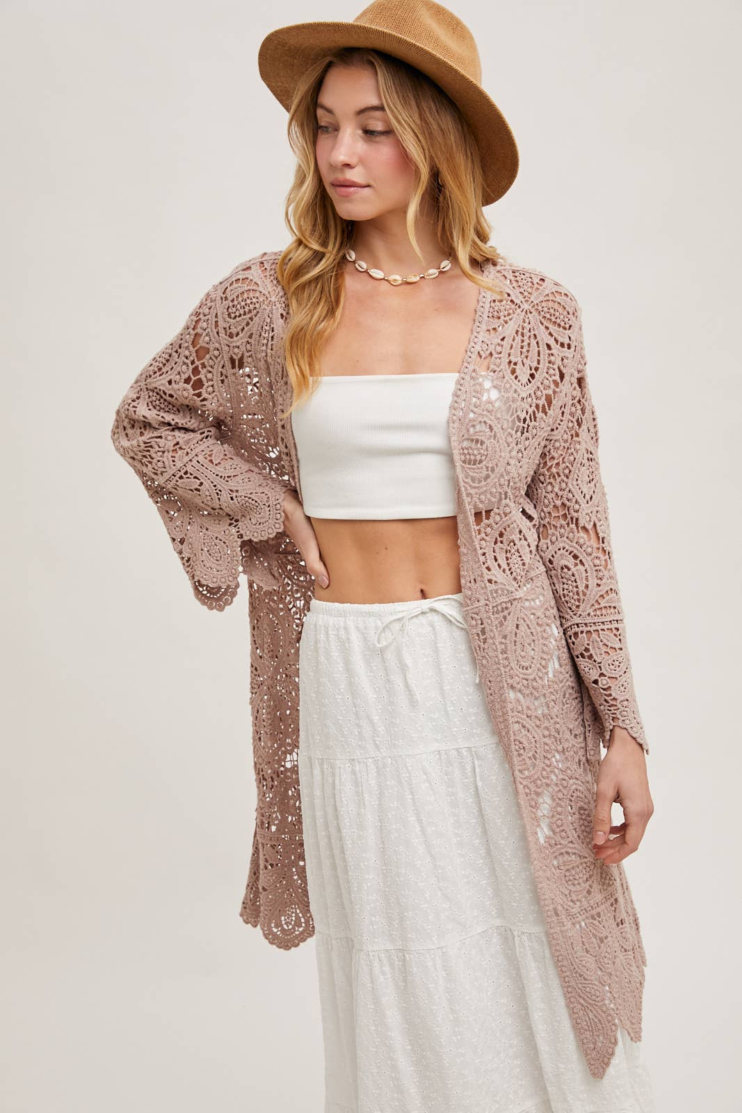 CROCHET BELL SLEEVED CARDIGAN