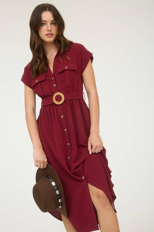 BELTED MIDI DRESS