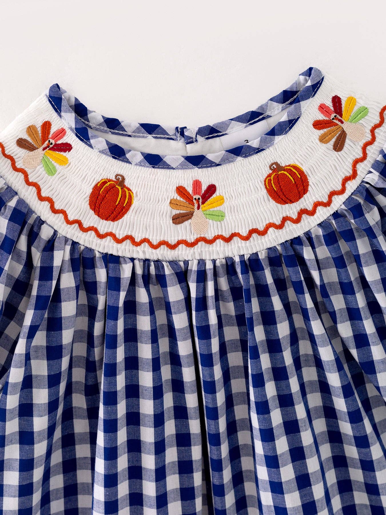 Turkey Pumpkin Smocked Plaid Dress