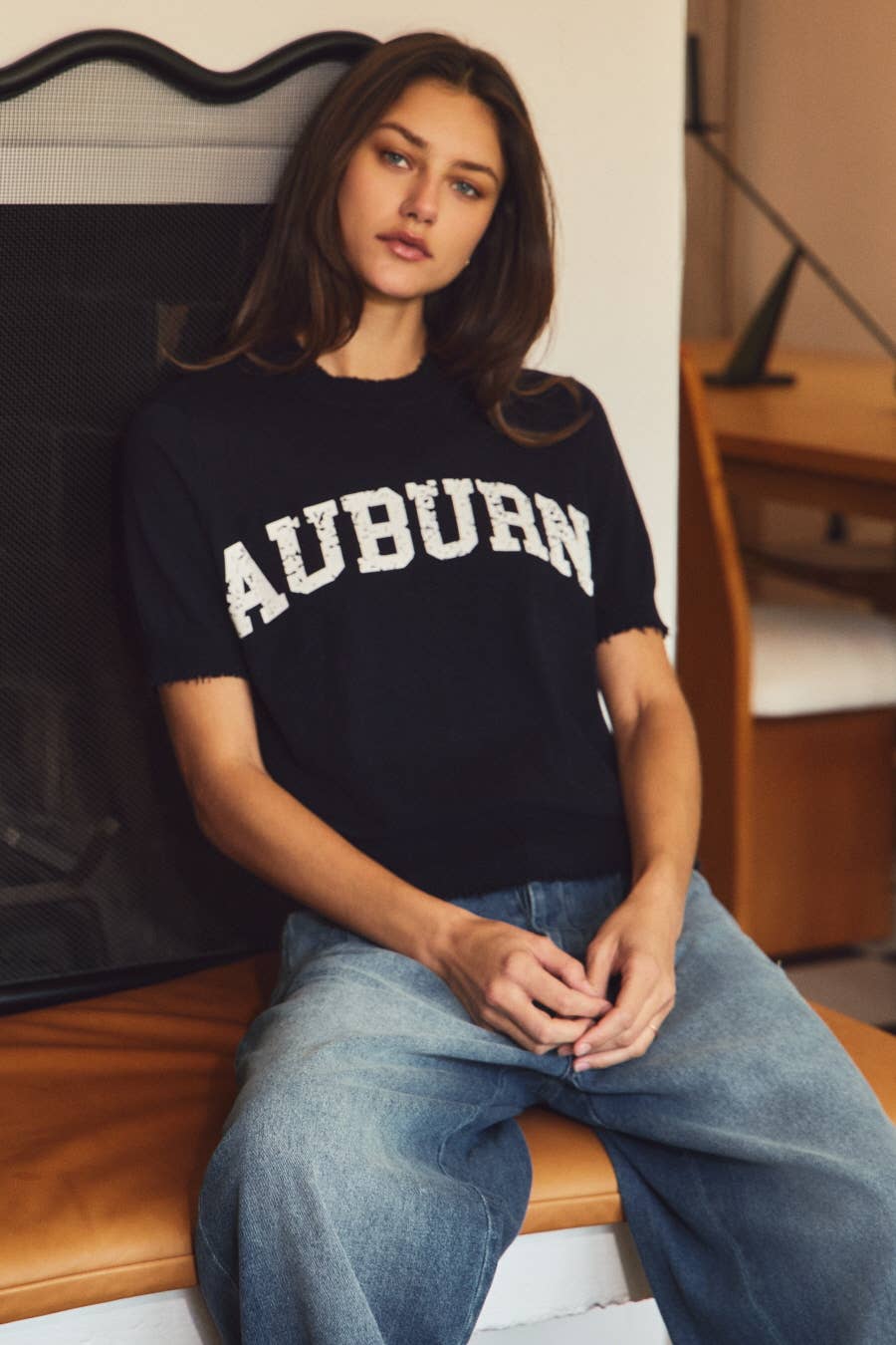 Short-sleeve Auburn Knit Top