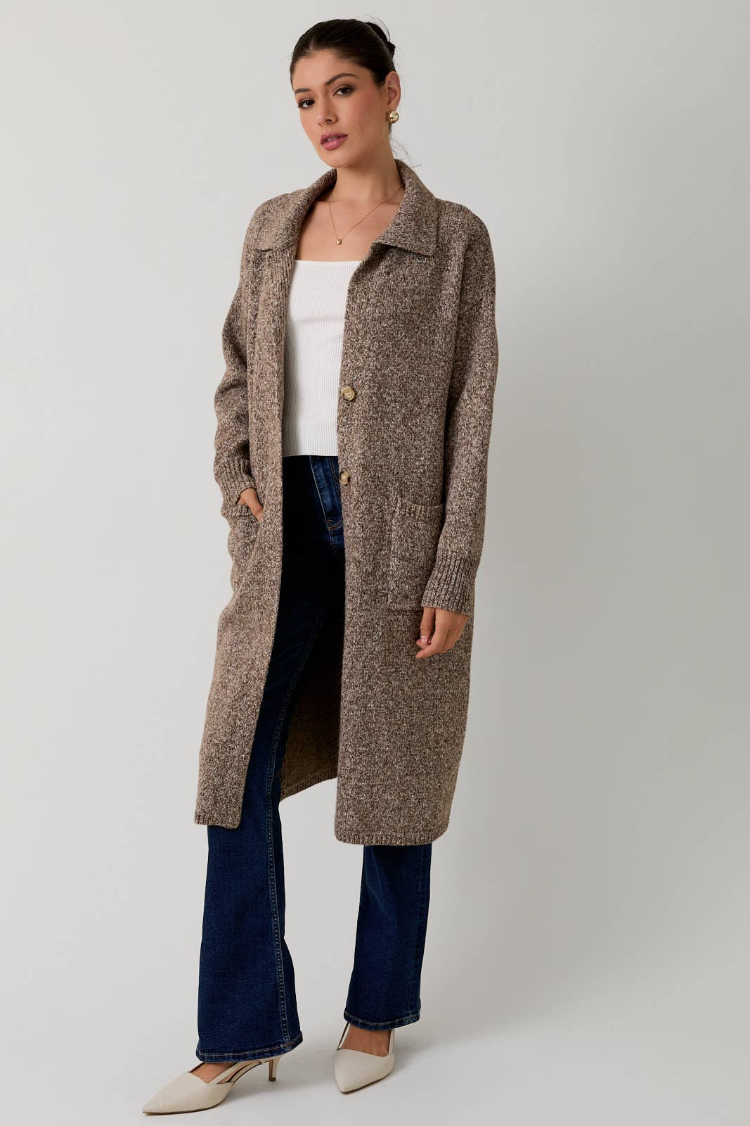 COLLARED MAXI SWEATER CARDIGAN