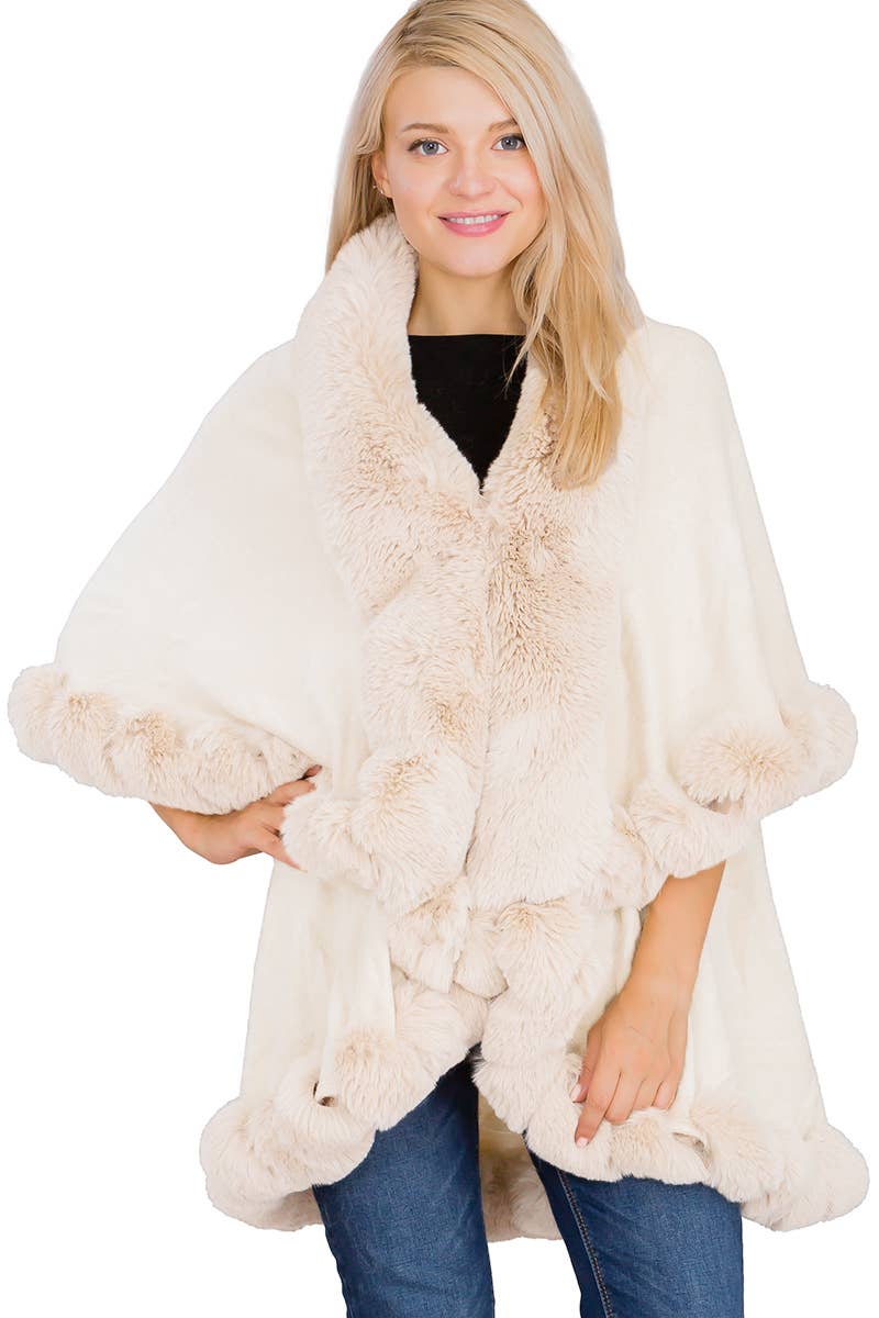 Bubble Fur Cape Poncho