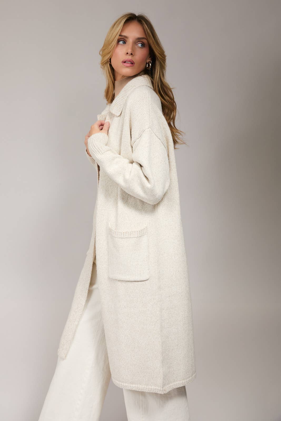 COLLARED MAXI SWEATER CARDIGAN