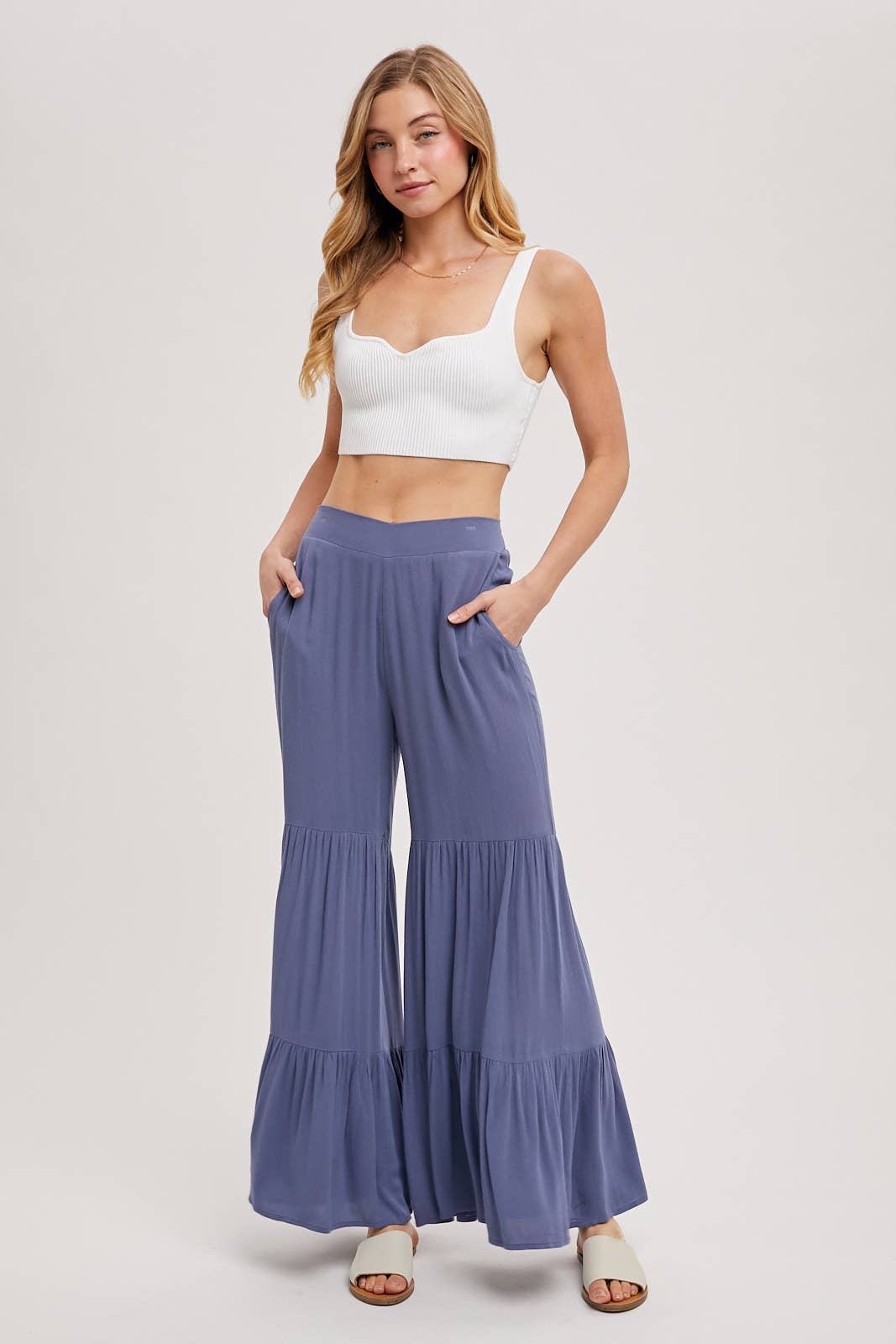 TIERED WIDE LEG PANTS