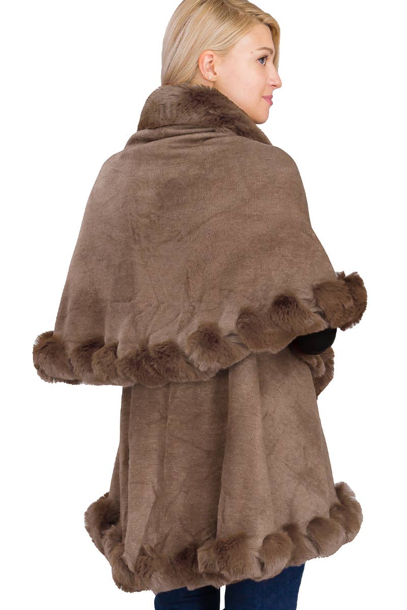 Bubble Fur Cape Poncho