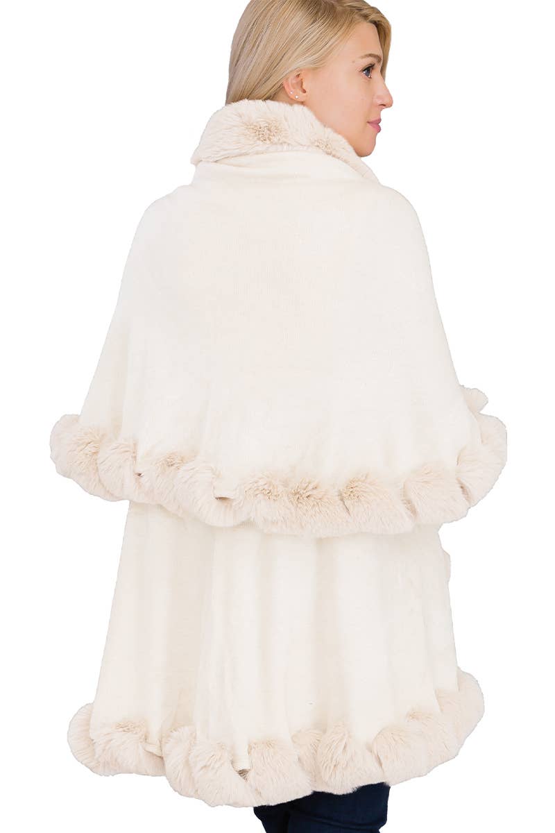 Bubble Fur Cape Poncho