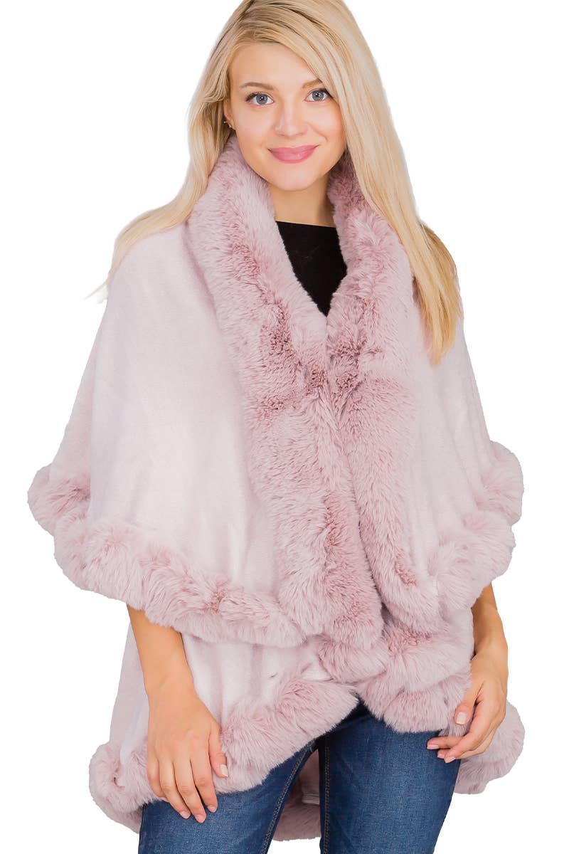 Bubble Fur Cape Poncho