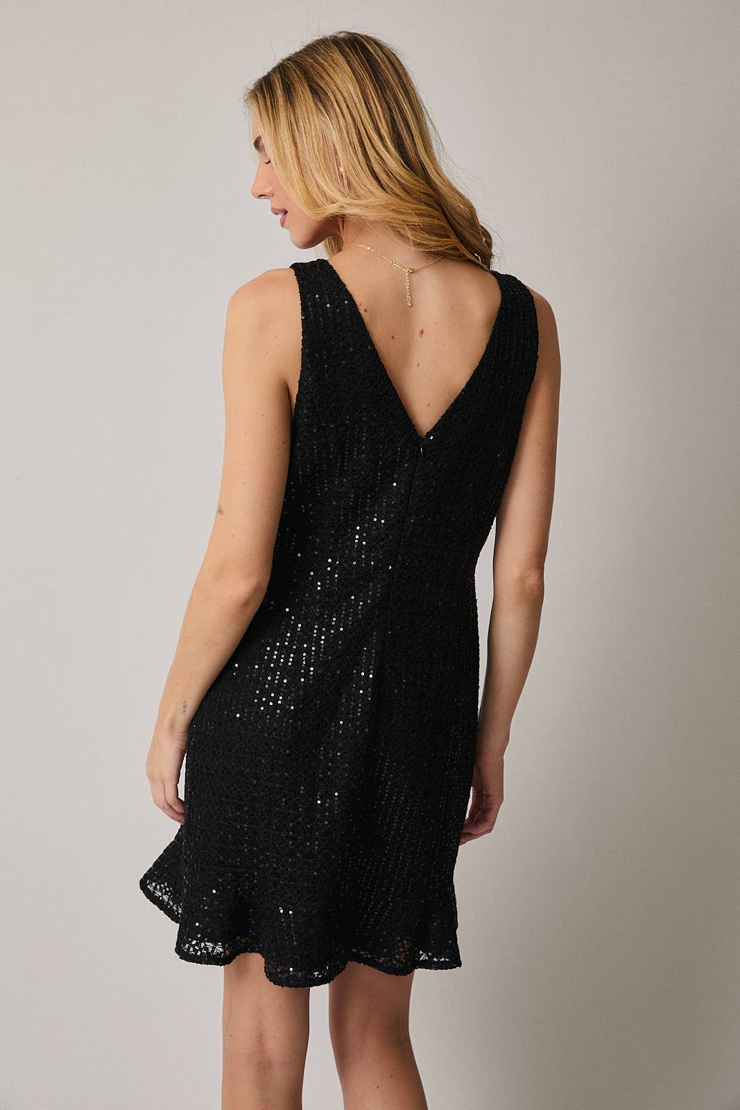 V-NECK SEQUIN DRESS
