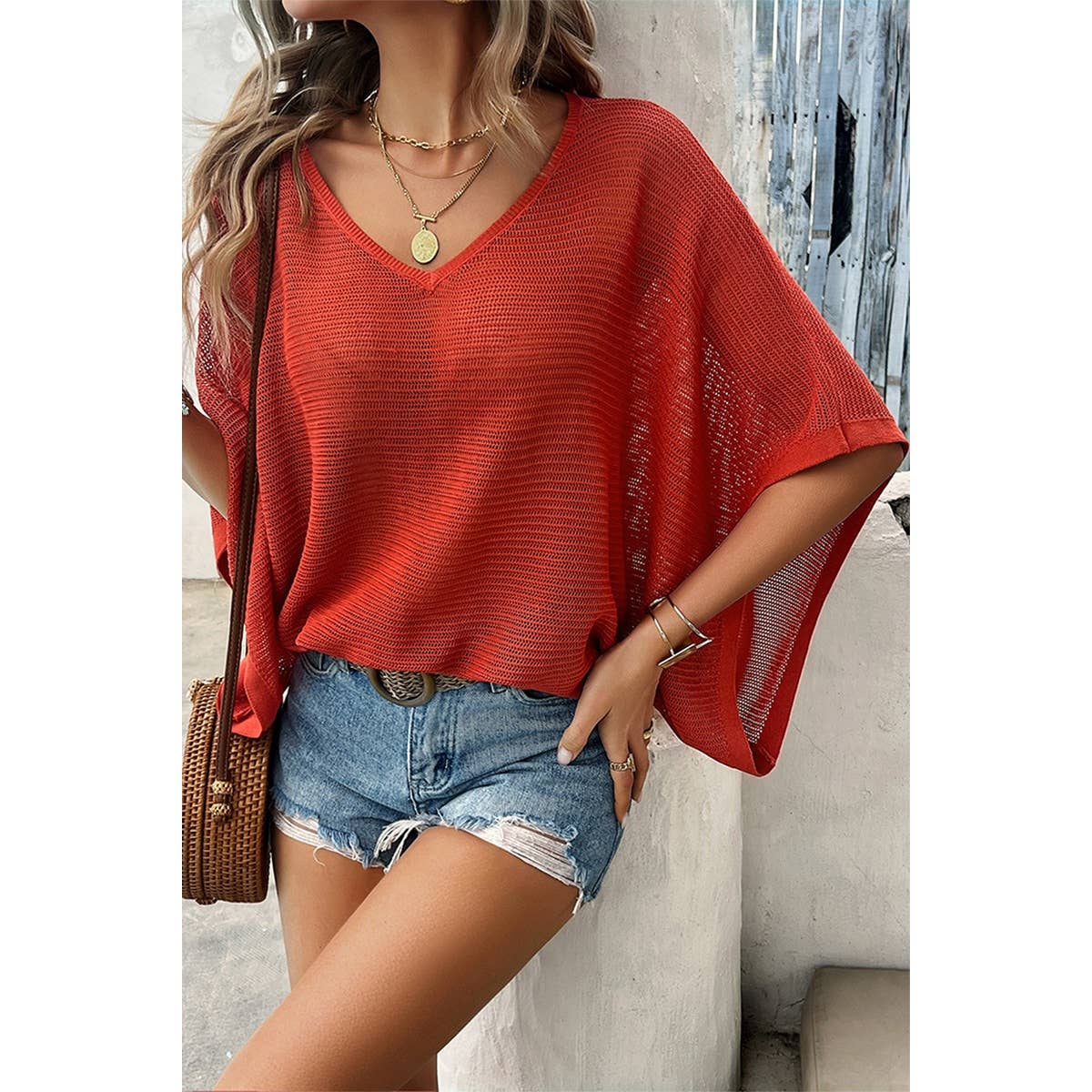 Loose Fit Bat Sleeves Top