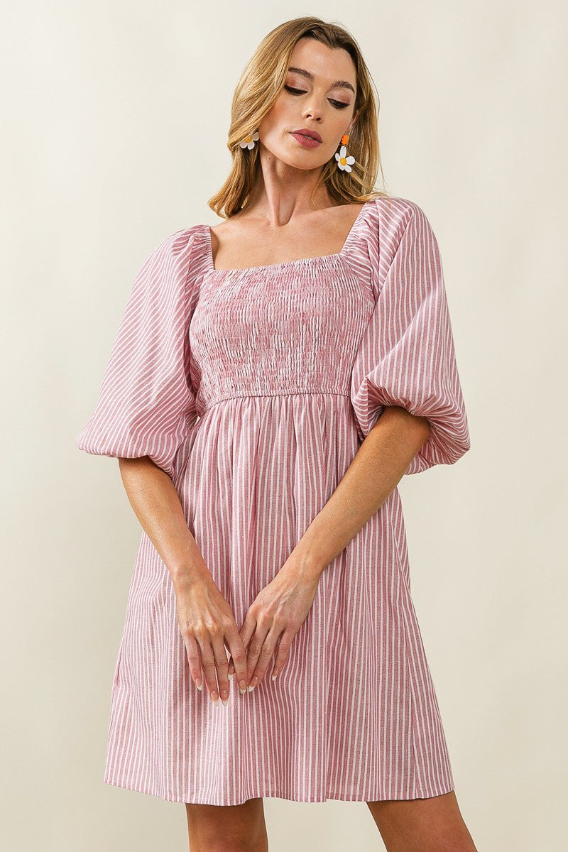 Square-neck Smocked Dress