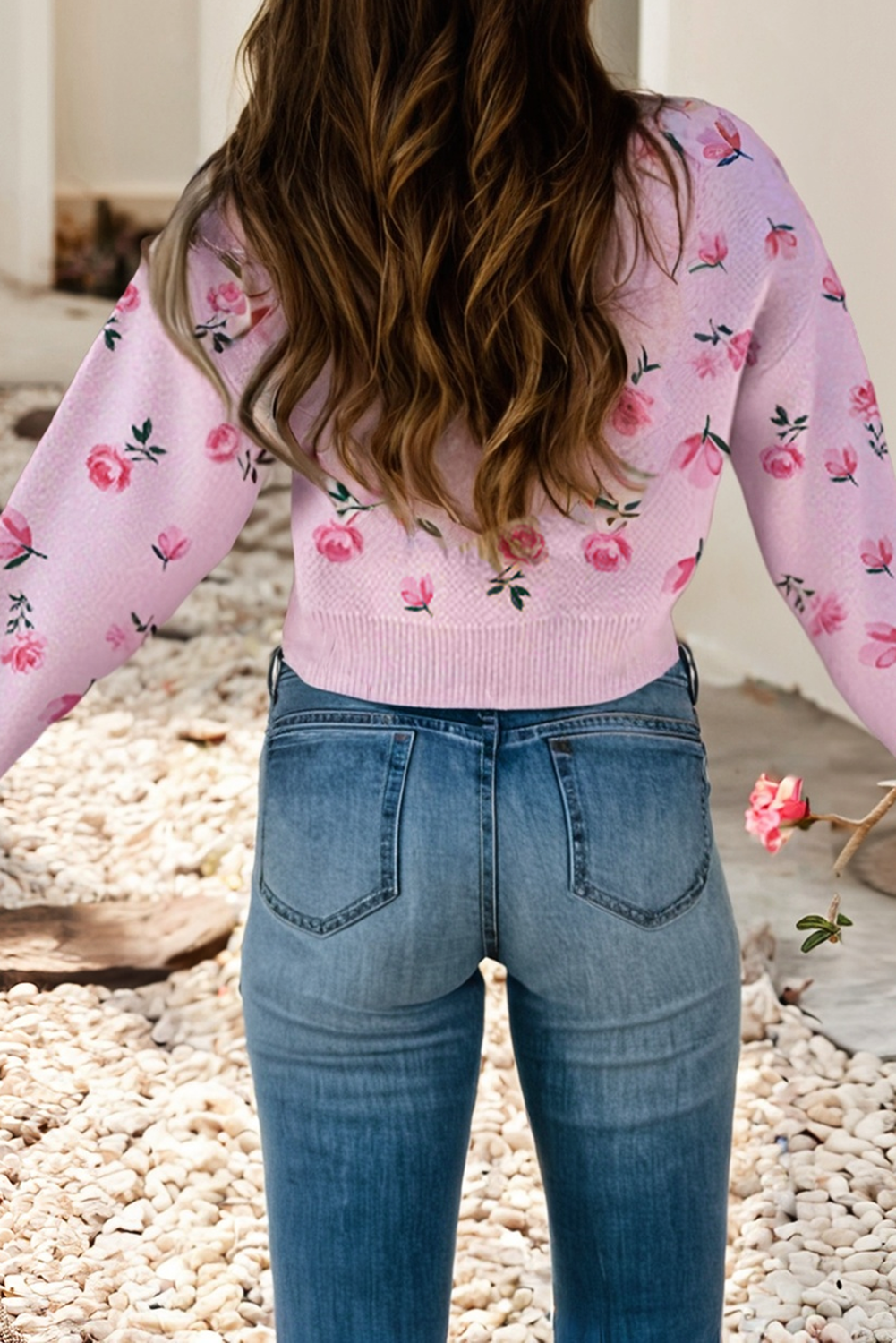 Sweet Floral Cropped Sweater