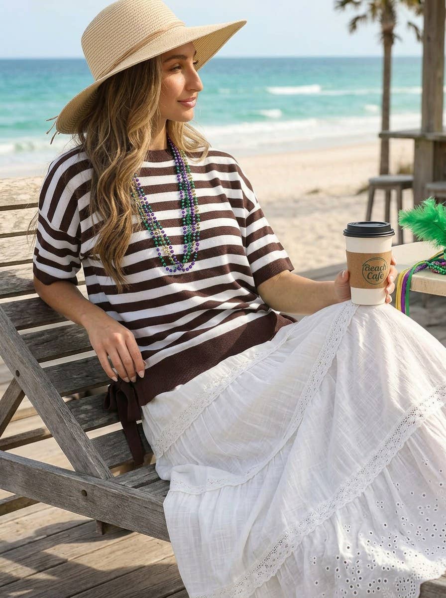 Striped Side Bow Sweater