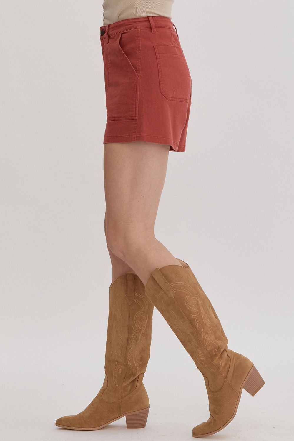 Rust High Waist Shorts
