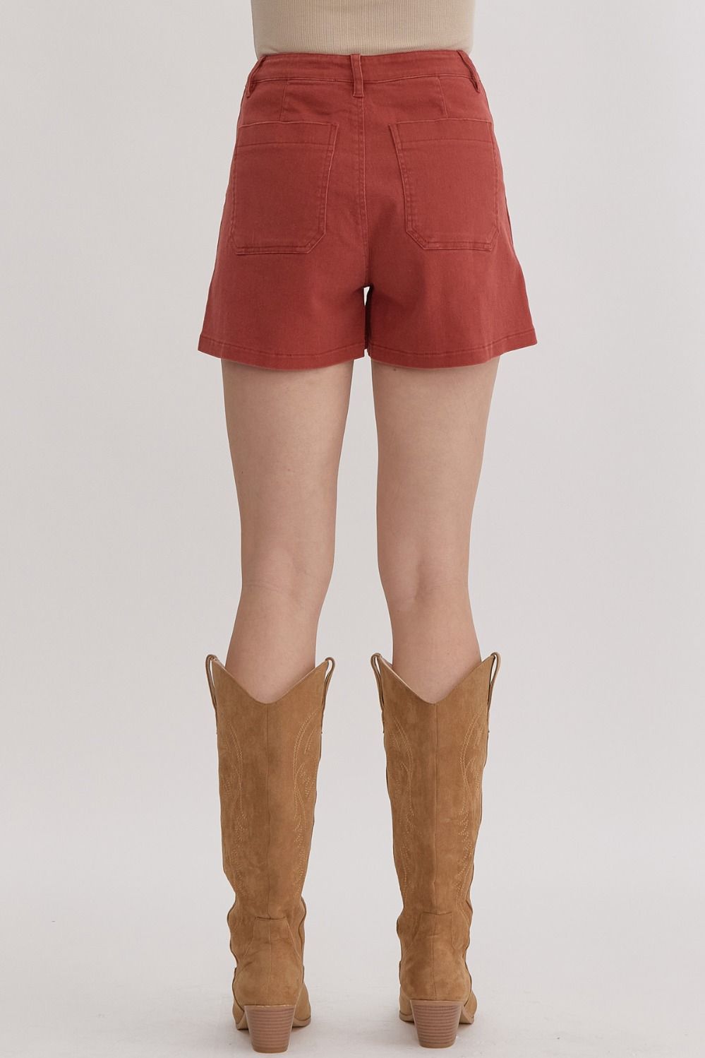 Rust High Waist Shorts
