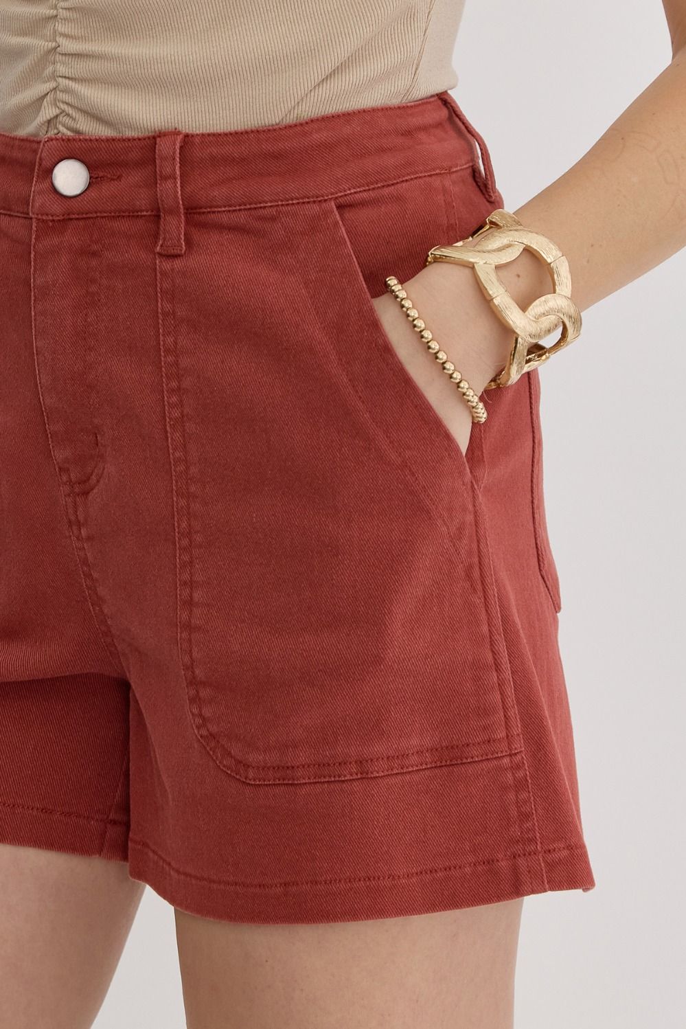 Rust High Waist Shorts